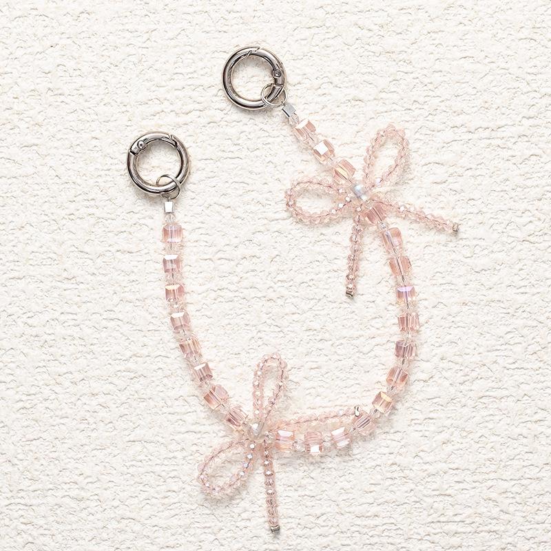Crystal Bow Beaded Phone Wrist Strap Chain