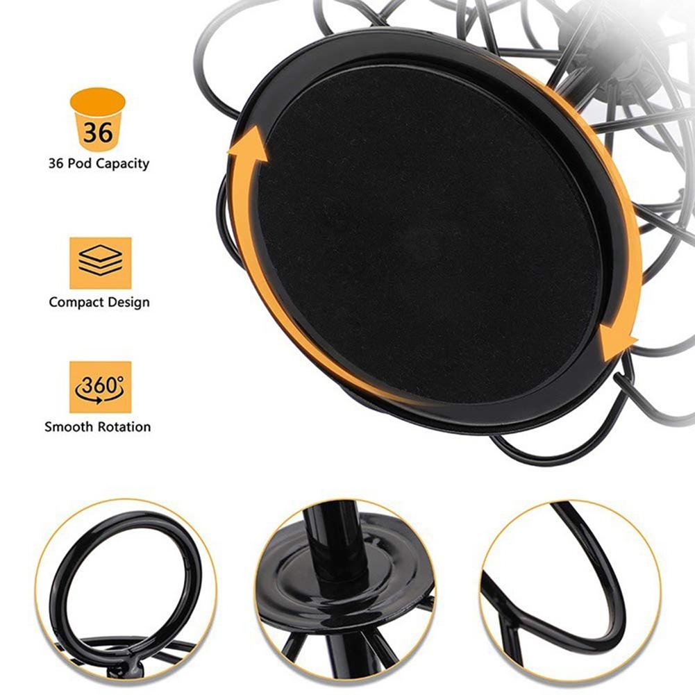 New Practical Metal Coffee Capsule Dispensing Tower Stand Fits for 36 Cups Capsules Storage Pod Holder Coffee Tamper Capsulas