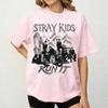 Stray Kids Welttournee Run It T-Shirt Unisex Hip Hop Y2K Gothic Übergroßes T-Shirt Hip Hop Streetwear Top Y2K Gothic Baumwolle Übergroßes T-Shirt