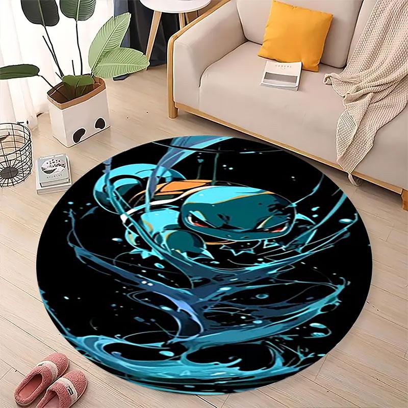 Squirtle Round Rug Pokemon Cartoon Non Slip Circular Home Floor Carpet 80cmx80cm