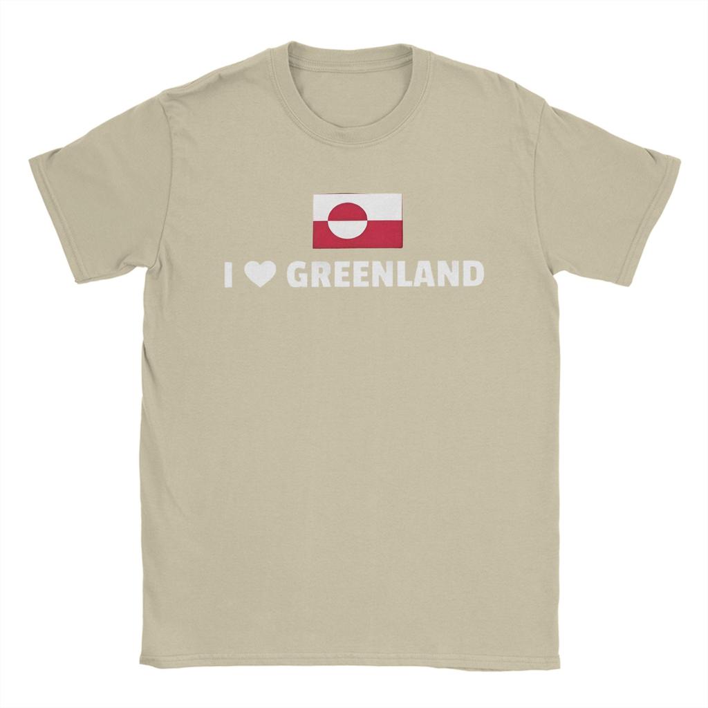 Greenland Flag TShirts Men Funny Pure Cotton Tee Shirt Crew Neck Short Sleeve T Shirts Gift Idea Clothes