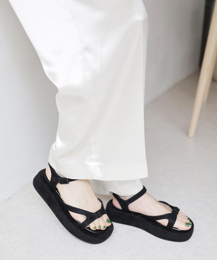 buckle sandals for size [Sest] Thick-soled women, L, brown, dns7905-BRS-L