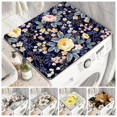 Yellow Daisy Flowers Washer Dryer Dust Cover Creative Washing Machine Dust Cover Pad Fast Drying Absorbent Protector Mat Fashion