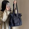 Drawstring Design Solid Color Women's Canvas Shoulder Bags Casual Simple Ladies Handbags Outdoor Sports Female Crossbody Bag