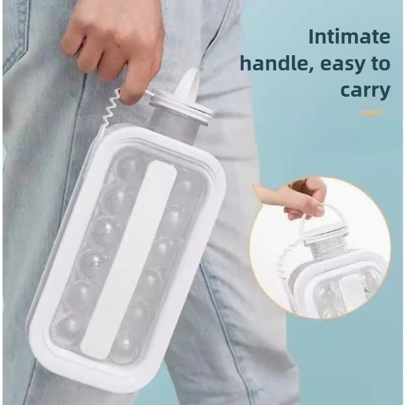 Hot Selling Convenient 2-in-1 Silicone Ice Making Water Bottle with 17 Cooling Ice Tray, Ice Cream Whiskey, Folding Ice Maker