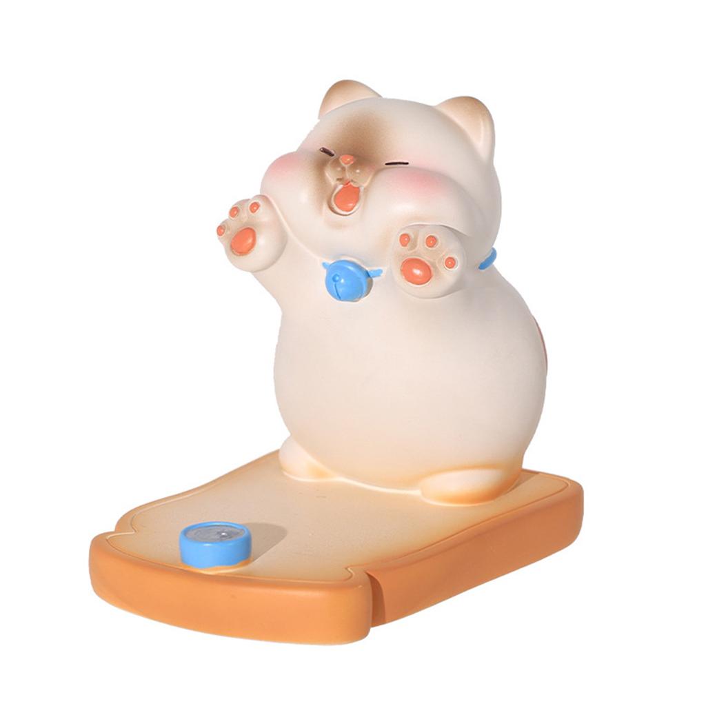 Cute Cat Cellphone Holder Resin Mini Portable Mobile Phone Stand Desk Ornament for Bedroom Office