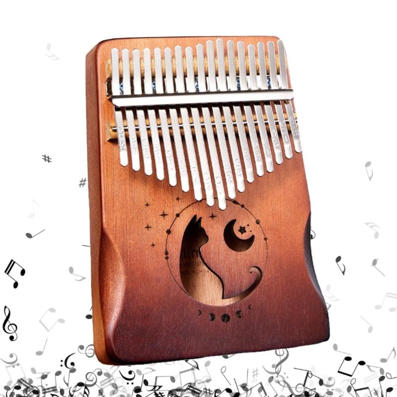 Mini Kalimba Wood Thumb Piano Portable 17 Keys Mini Kalimba for Kids, Adults & Beginners Finger Piano with Tuning Hammer
