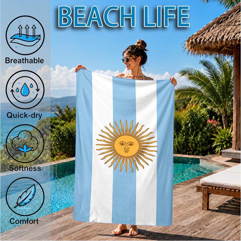 Asciugamano da Spiaggia con Design della Bandiera Argentina, Asciugatura Rapida, Facile da Curare, Adatto Sia per il Fitness che per le Vacanze al Mare, Essenziale per lo Sport