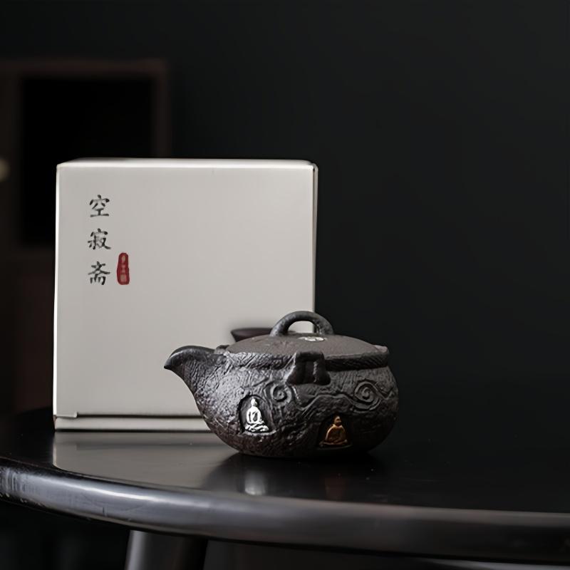 Black Gilded Silver  Japanese Style  Teapot Kettle Coarse pottery Tea Making Device Tea Infuser Tea Kettle Chinese Small Pot