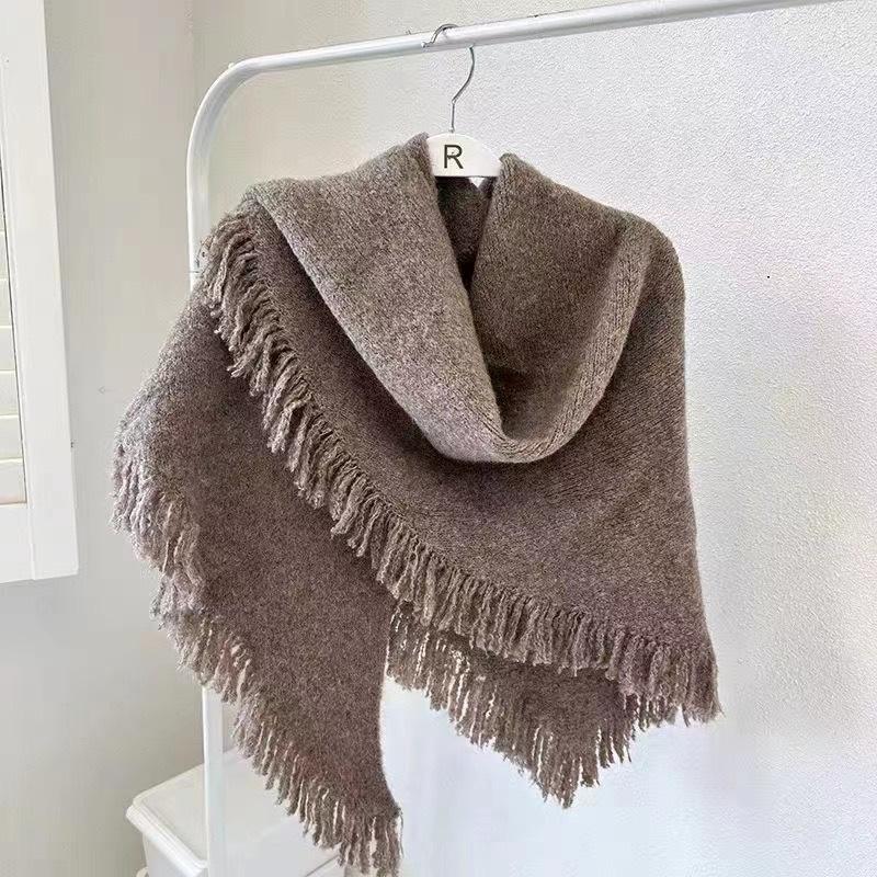 Elegant Women's Fringed Solid Color Cardigan Wool Shawl Multifunctional Autumn Winter New Arrival Best Scarf Mantle