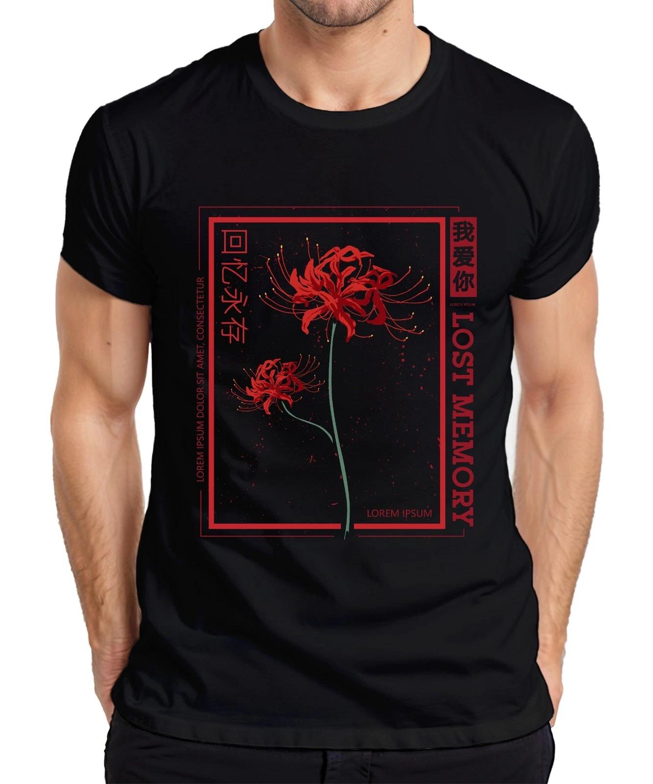 LOST MEMORY Rote Spinnenlilie Higanbana japanisch Streetwear Herren T-Shirt M