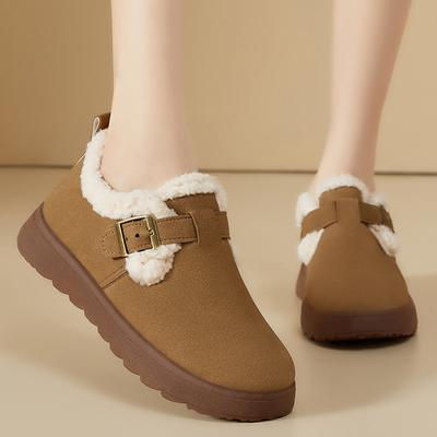 Moda 2025 Nuevos Zapatos Planos de Invierno Botas de Nieve para Mujer Felpa Cálida de Invierno Gruesas Botas de Moda para Mujer Envío Directo