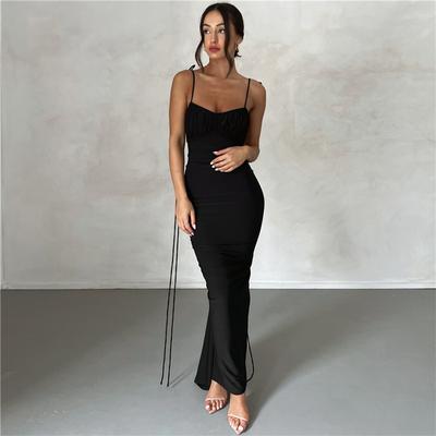 Verão Novo Moda Feminina Alça Sexy Sem Costas Slim Justo ao Quadril Vestido Temperamento