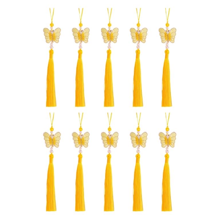 Mess Release Butterfly Tassels Keychain Decors Quality Polyester Modern Hanging Accessory for Elegant Decoration Needs жёлтый
