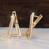 Female White Zircon Stone Geometric Hoop Earrings Vintage Fashion Gold Color Wedding Jewelry For Women