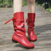 Fashion Lace-up Leather Ladies Mid Calf Shoes Comfortable and Elegant On Promotion Fashion 2025 New Rock Y2k Hot Women's Half High Boots