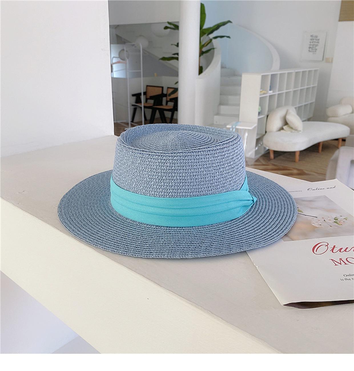 Zonnehoed Strooien Hoed Geel Zilver Elastische Band Accessoires Strandtype Dames Strooien Hoed Strandhoed Zomer Voor Mannen En Vrouwen 56-58cm