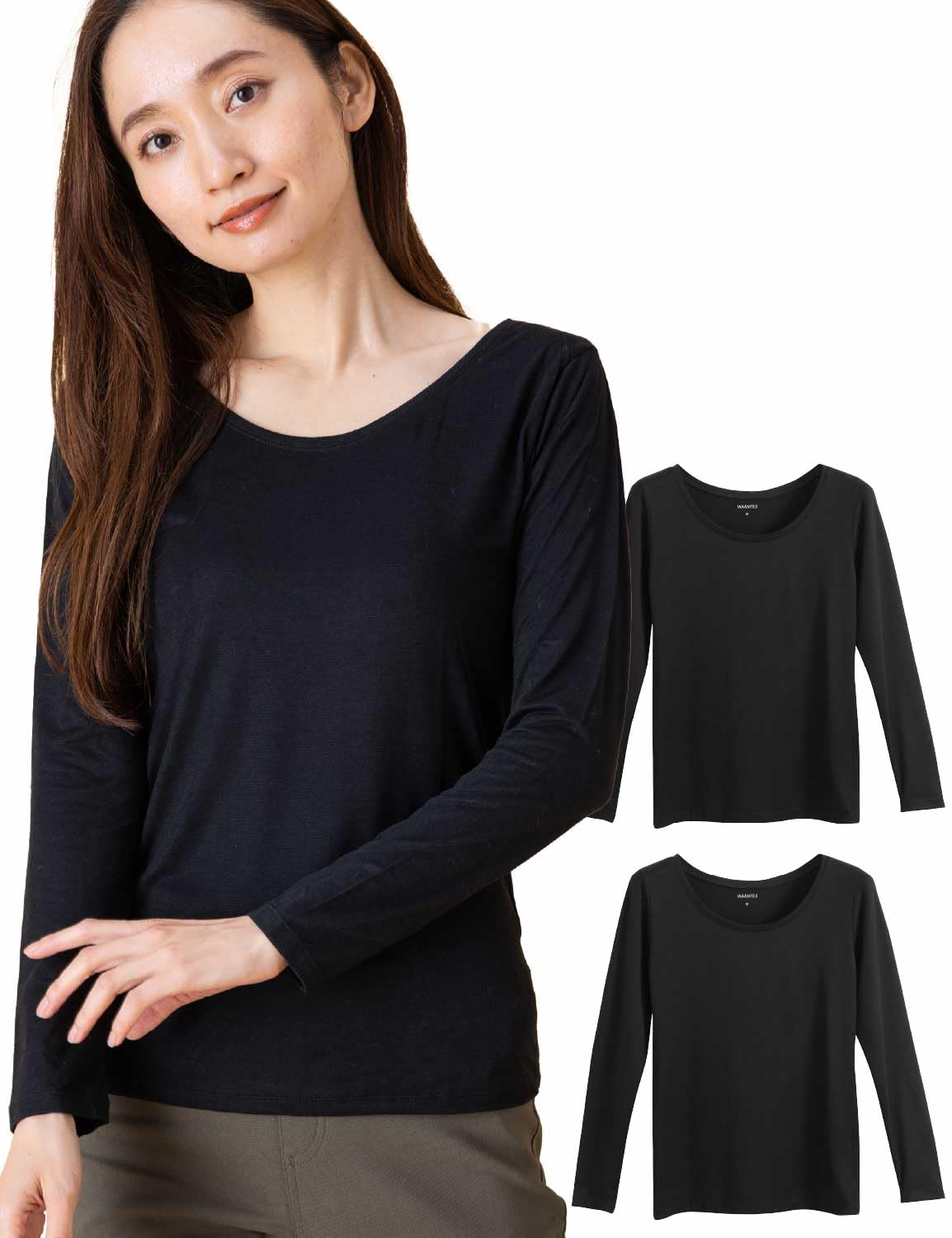 

Теплая нижняя одежда для комплекта Long U Heat Odor Cold Black [Nutopia] для женщин, 2, рукава, шея, осень/зима, женская нижняя одежда, удерживающая, эластичная, гладкая,