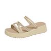 688-10 Two women in cool slippers 2025 new summer fairy wind flat bottom one-word drag Roman beach sandals