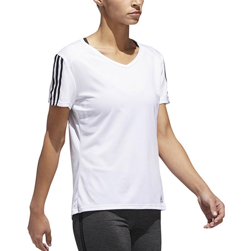 Adidas T Shirts Women's White V Neck Moderate Straight Fit CZ7571