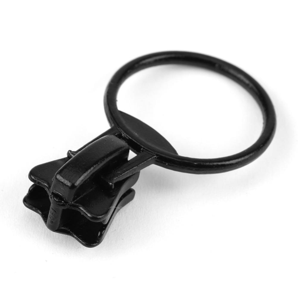20PCS Size #5 Zipper Sliders White & Black Circle Ring Fastener Fastener Zip Pull Loop Sewing Bags чёрный