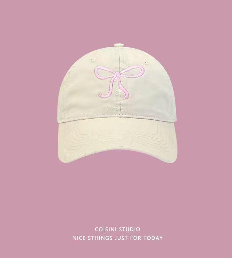 Korean Style Bow Embroidery Women's Cute Slimming Baseball Cap