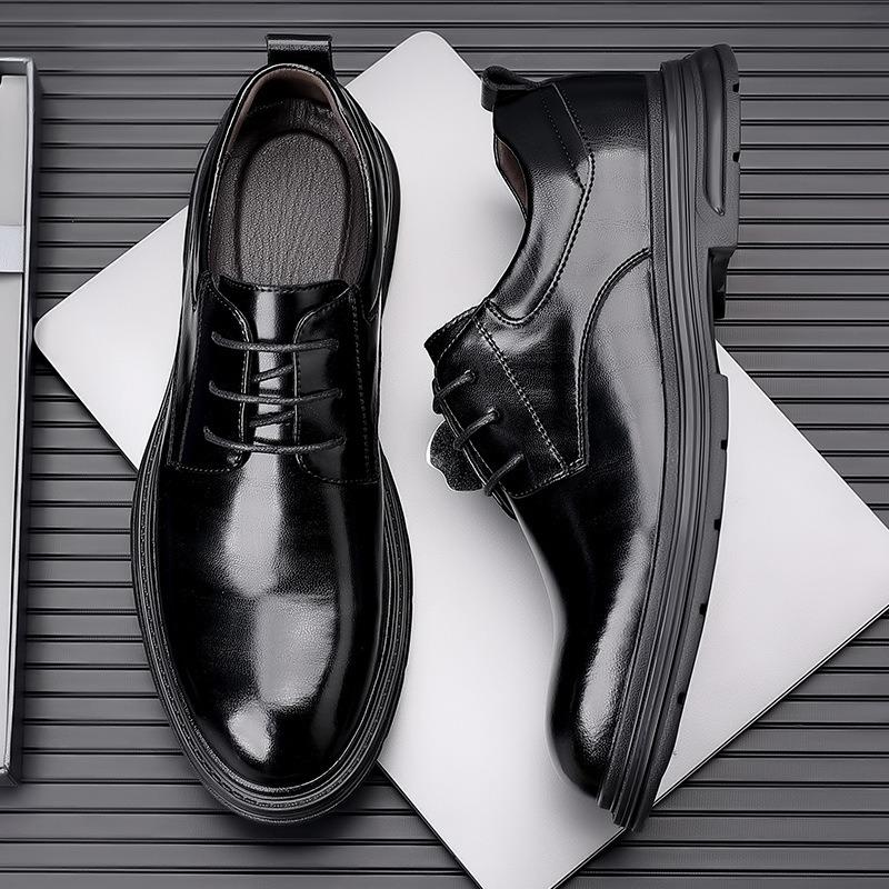 FashionBritish Leather Platform Men's Wedding Shoes Spring Autumn Soft Sole Male Increase Shoes Fashion Casual Business Man Dress Shoes