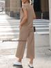 Women's Spring/Summer V-Neck Short Sleeve Buttoned Two-Piece Casual Suit