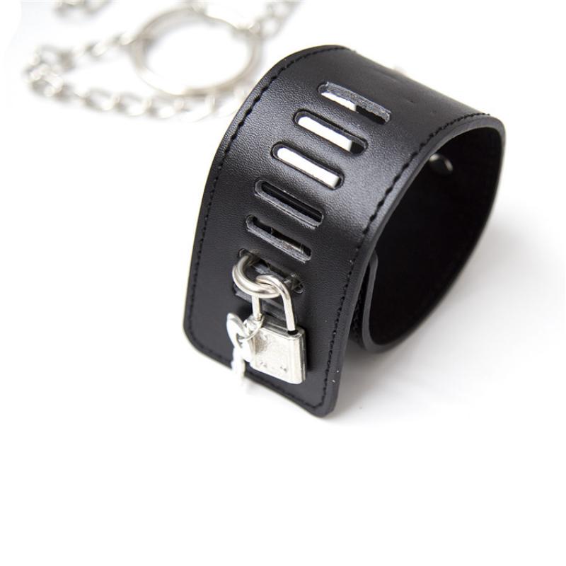 Sex Toys Faux Leather Handcuffs Neck Collar Wrist Ankle Cuffs BDSM Bondage Set Shackles Erotic Restraint Adult Slave Game Sex Toys