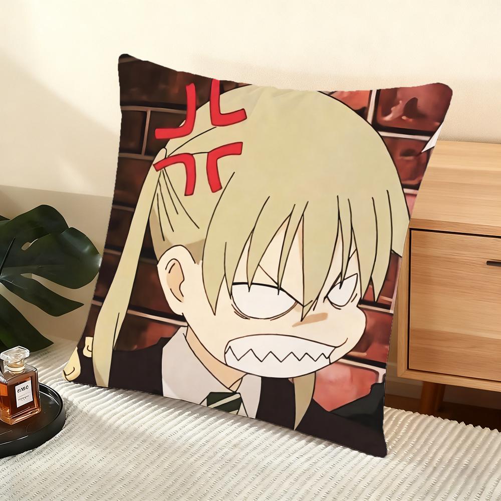Anime SSoul Eater Cushion Cover Soft Short Plush Pillow Cover Smooth Cozy Texture Aesthetic Cushion Case Home Decor