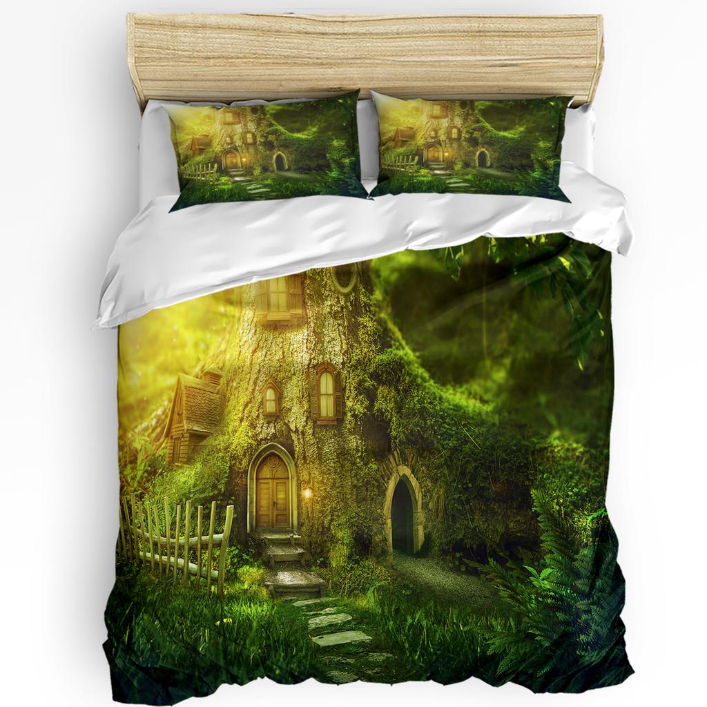 Vibrant Trendy Landscape Ink Painting Chinese Style 3pcs For Bedroom Bed Home Textile Double Quilt
