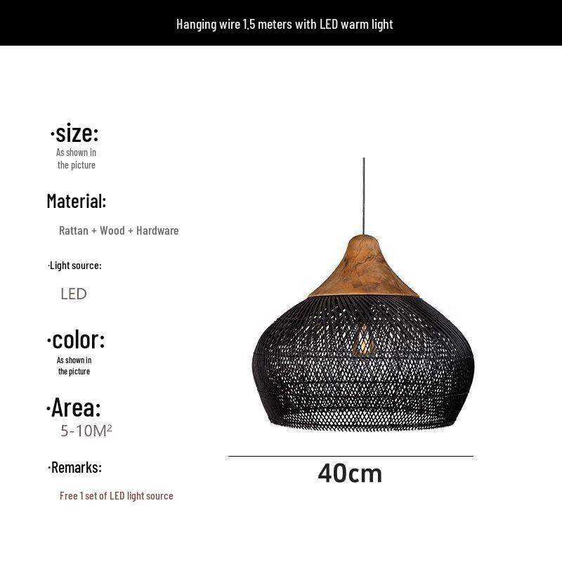 Southeast Asian Wabi-Sabi Rattan Pendant Light for Restaurants, Homestays, Tea Rooms, and Zen Spaces - Vintage Handmade Woven Design