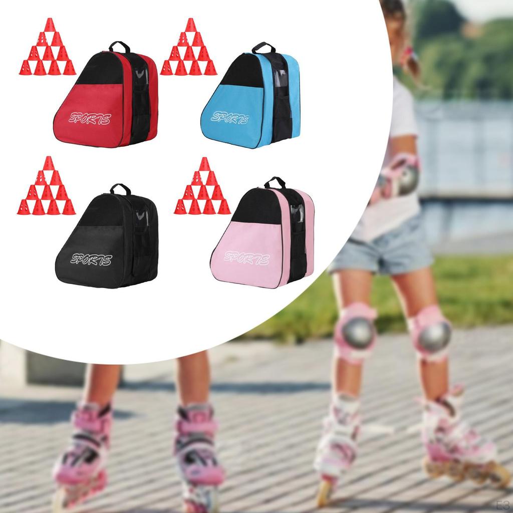 Ice Hockey Skate Storage Bag with 10 Training Cones for Outdoor Use And Oxford