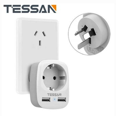 Tessan Cestovní adaptér z Německa do Austrálie Adaptér do zásuvky 3-V-1 se 2 porty USB