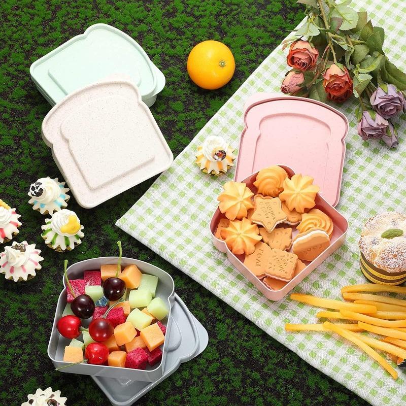 1/4pcs Sandwich Container Lunch Box Toast-shaped Food Storage Device with Cover Reusable Home Camping Picnic Students