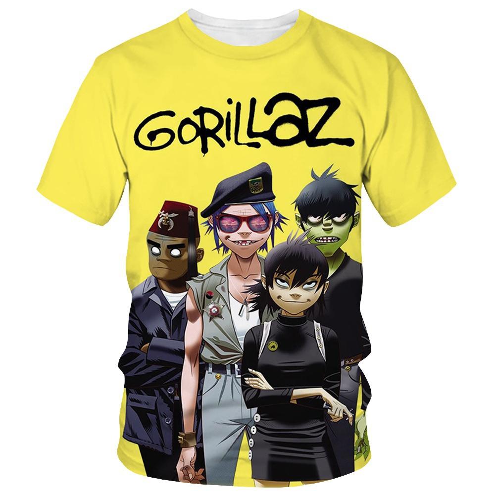 Ny Tegneserie Gorillaz 3D-trykt T-skjorte Herre Dame Casual Hip-hop Kortermet Harajuku Stil Gate T-skjorte