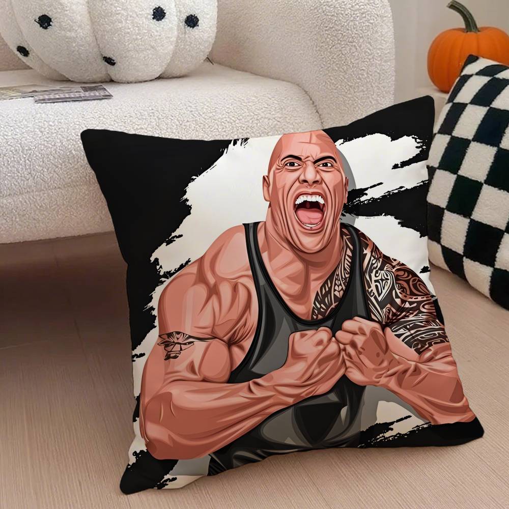 

The Rock Face America D-Dwayne J-Johnson Pillow Case Anti-dustmite Pillowcase Invisible zipper silky short plush Sofa cover 12x12Inch