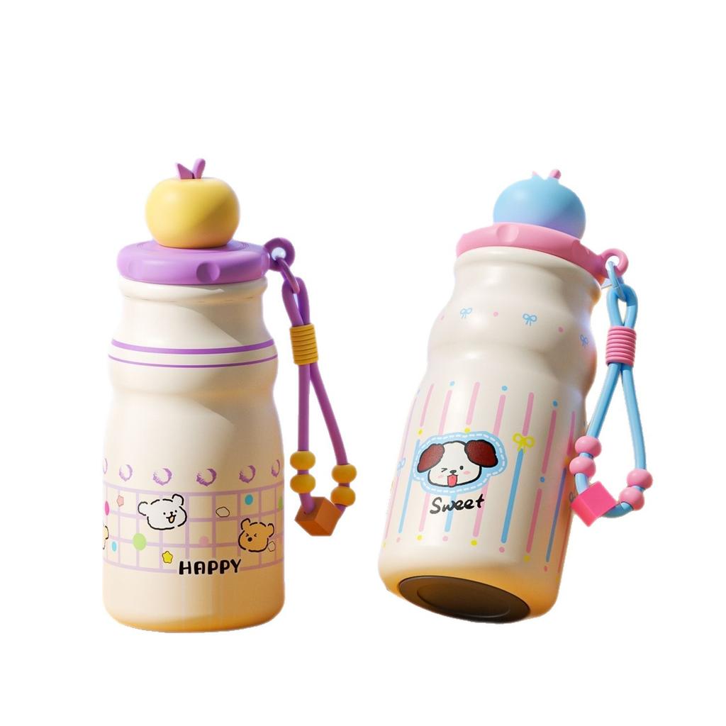 Apple Baby Bottle Style High-End Gift Insulated Tumbler 316 Straw Water Cup Portable with Strap Ceramic Inner Liner