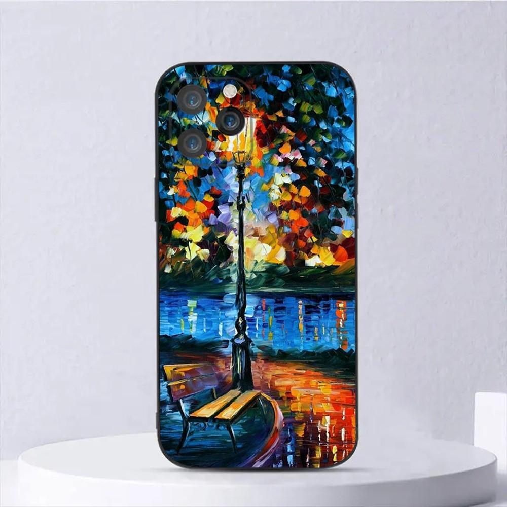 

L-Leonid A-Afremov Oil Painting Phone Case For iPhone 15,14,13,12,11,Plus,Pro Max,XS,X,XR,SE,Mini,8,7 Soft Silicone Black Cover iPhone8