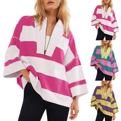 Tops For Women Oversized Striped Sweatshirt Pullover Casual Shirts Top