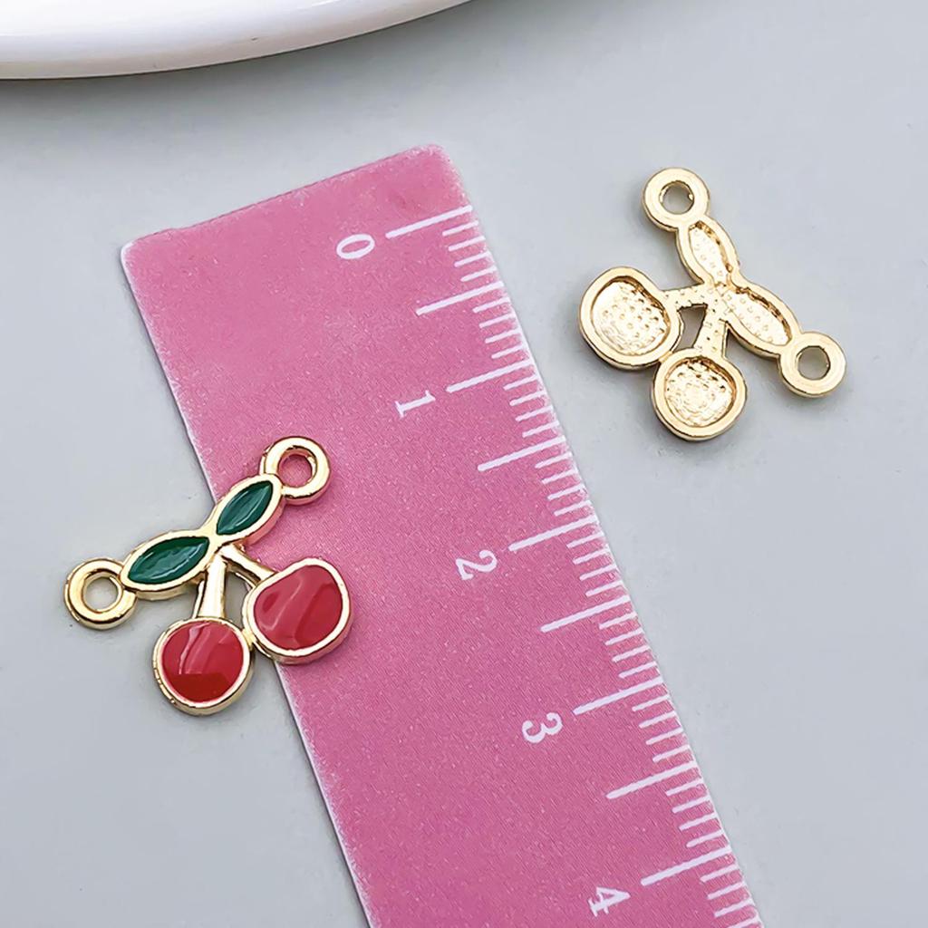Red Cherry & Apple Fruit Pendant for DIY Jewelry: Bracelets, Earrings, Keychains