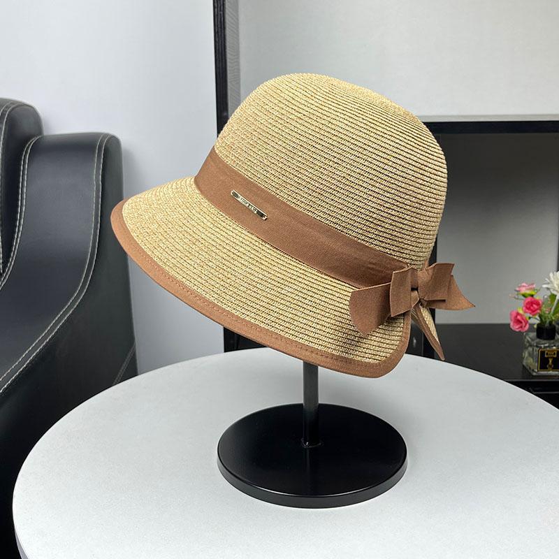 

Quality straw hat women s summer outdoor travel sunshade sunscreen hat bow Korean version big edge foldable beach hat adjustable 54-57.5cm comes with windproof rope