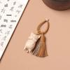 Beech Wood Lucky Cat Tassel Keychain – Cute Wooden Cat Pendant & Bag Ornament Gift
