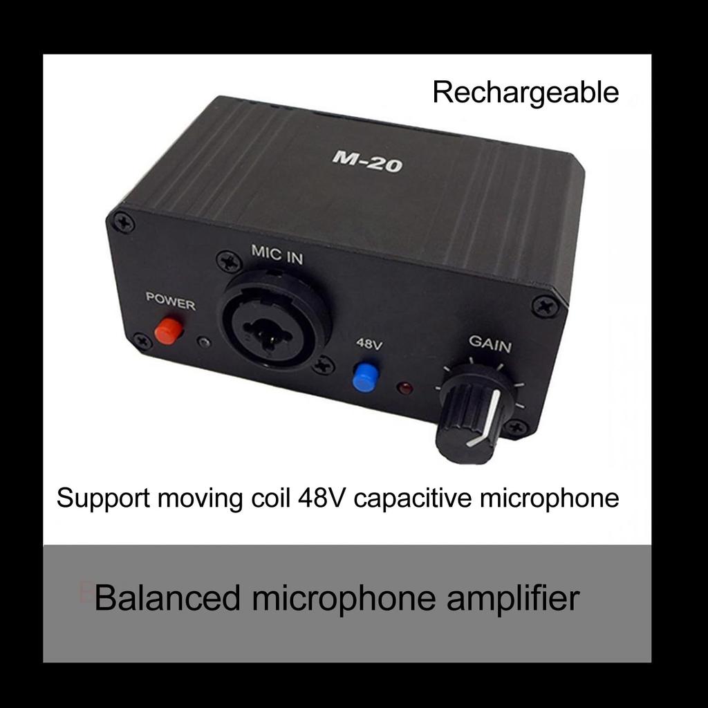High-Gain Microphone Preamp with 48V Phantom Power, 27dB XLR Output, and 6.5mm Single-Ended Input with 22dB Gain, for Dynamic and Condenser