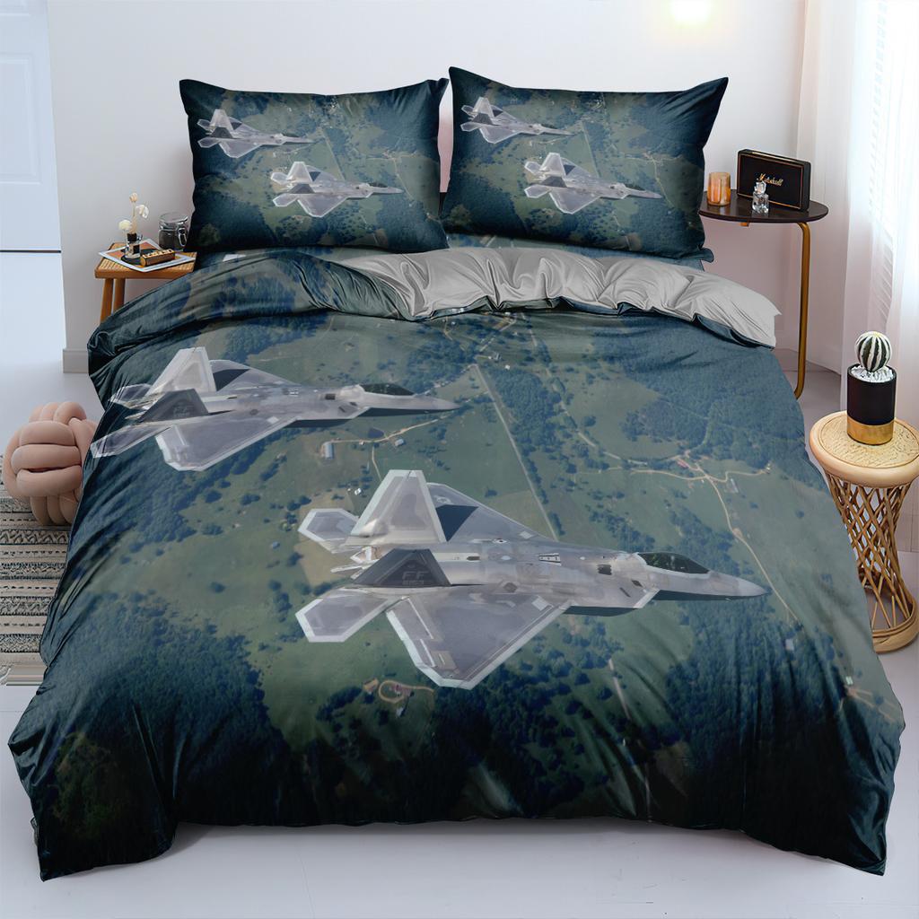Fighter Series Comforter Bedding Set, 3D Print Airplane Duvet Cover Set Quilt Cover Pillowcase,king Queen Size Bedding Set Kids