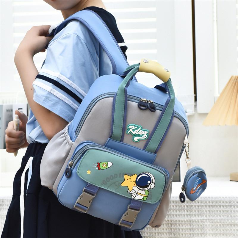 Rabbit Cartoon Cute Astronaut Printed Childrens Backpack With Wallet For School