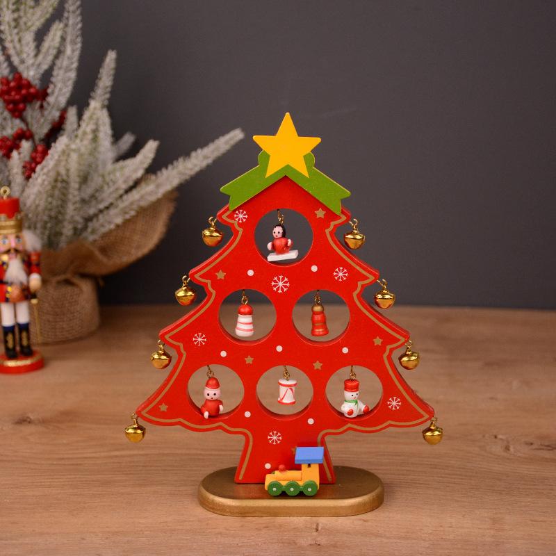 Christmas Decorations Small Christmas Tree Ornaments Wooden Mini Christmas Tree Desktop Decoration Christmas Gifts