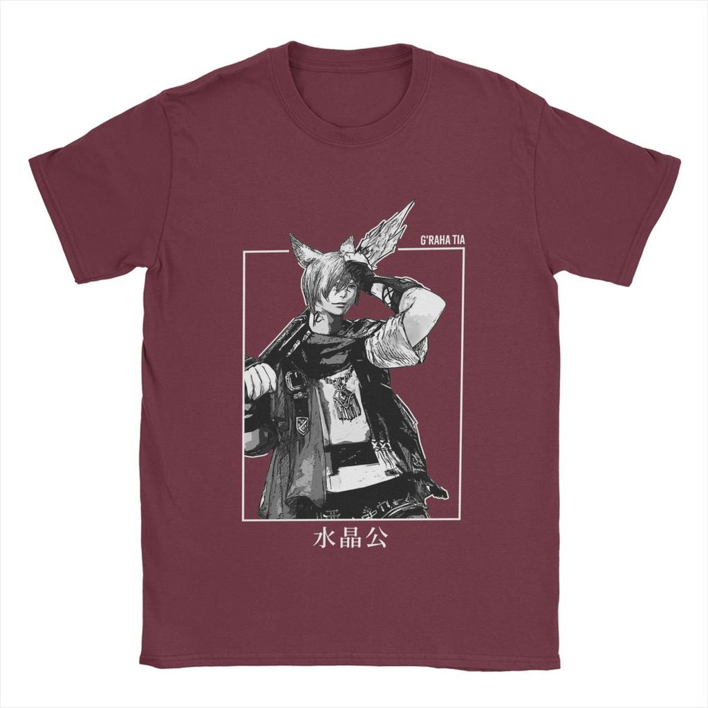 Fantastische Final Fantasy FFXIV G'raha Tia Endwalker T-Shirts für Herren Reines Baumwoll-T-Shirt Kurzarm-T-Shirt Bedruckte Kleidung