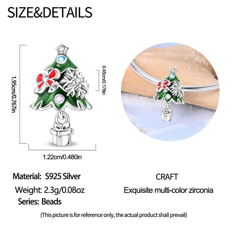 925  Silver Christmas Puppy Cat Charms Sleigh Happy New Year Bead Pendant Fit Original Bracelet Necklace Jewelry Gift