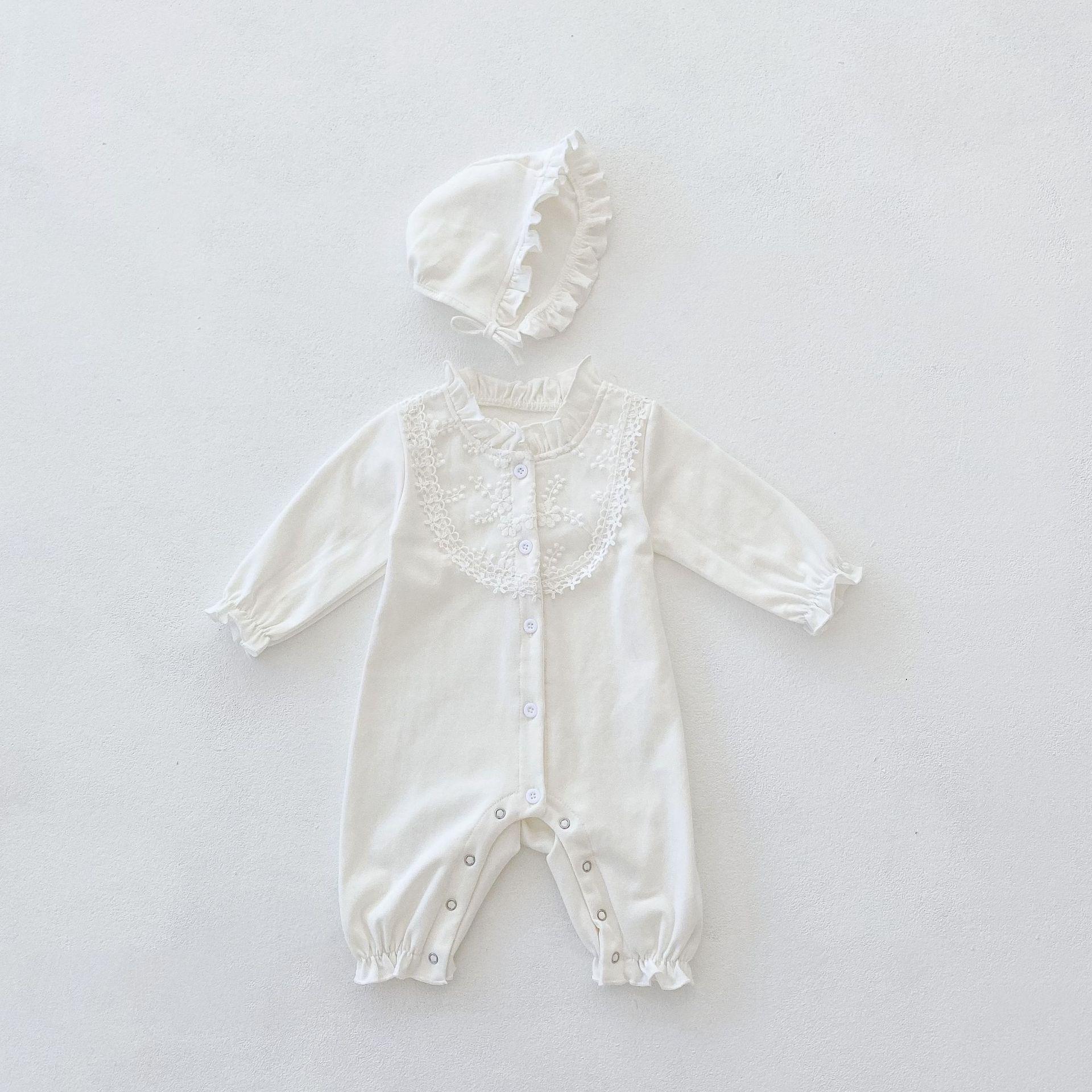 

Комбинезон с длинными рукавами и кружевным воротником для новорожденных девочек весна/осень 2024 г. 90 cm